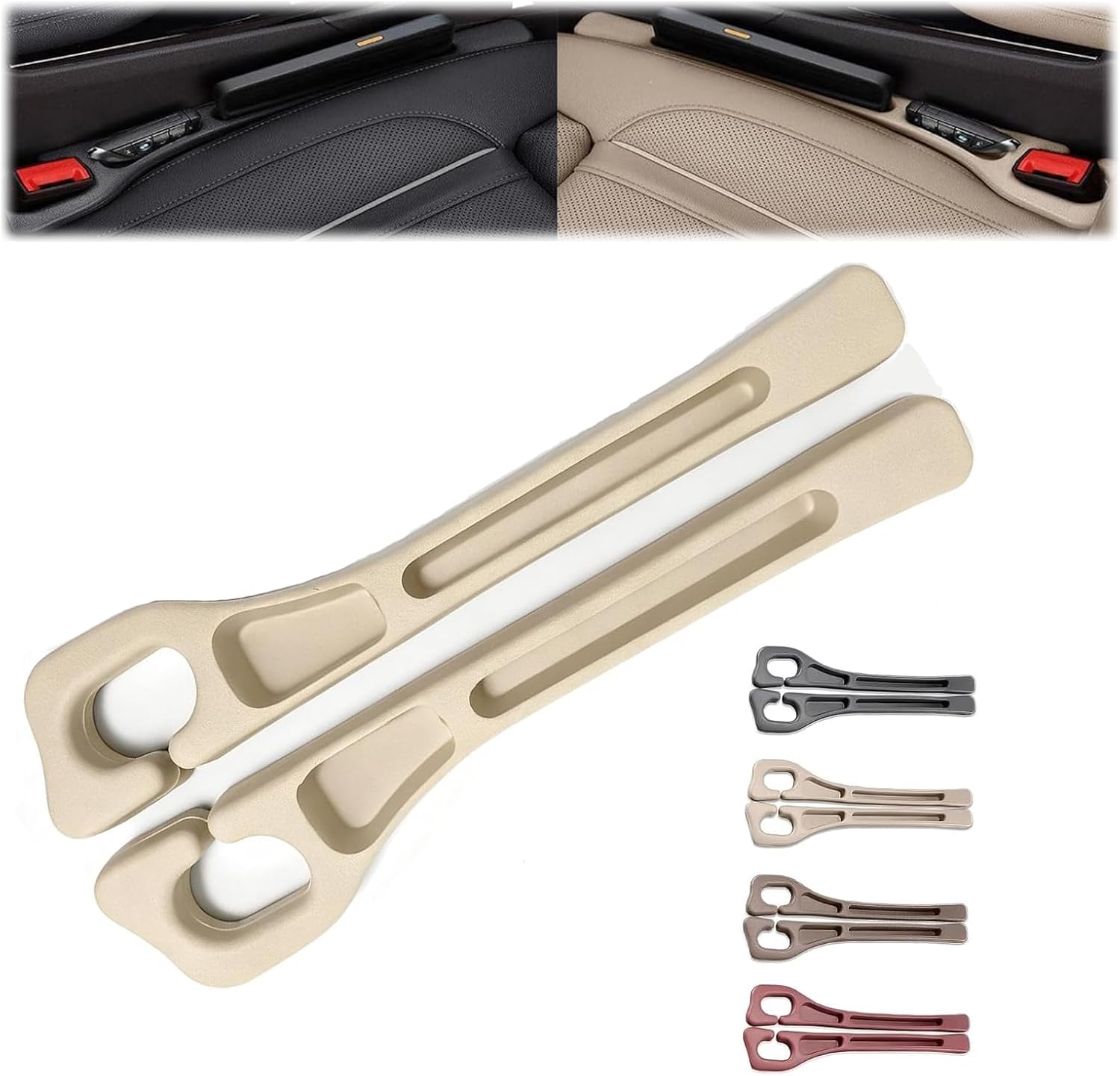 No Drop Seat Guard, Car Seat Gap Filler, Drop seat Gap fillers Between Seat and Console Stop Things from Dropping (Beige)