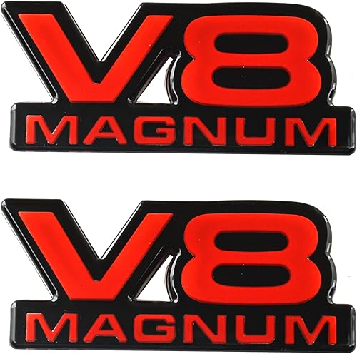 2 piezas de emblemas V8 Magnum para puerta de identificación 3D, logotipo 1500 Van apto para 94-01 Magnum (negro rojo)
