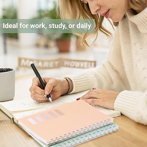 Miniatura 7 de Yoment Paquete de 4 cuadernos en espiral A5, cuaderno encuadernado en espiral de tapa dura de 5.7 x 8.25, 160 páginas con rayas universitarias, para