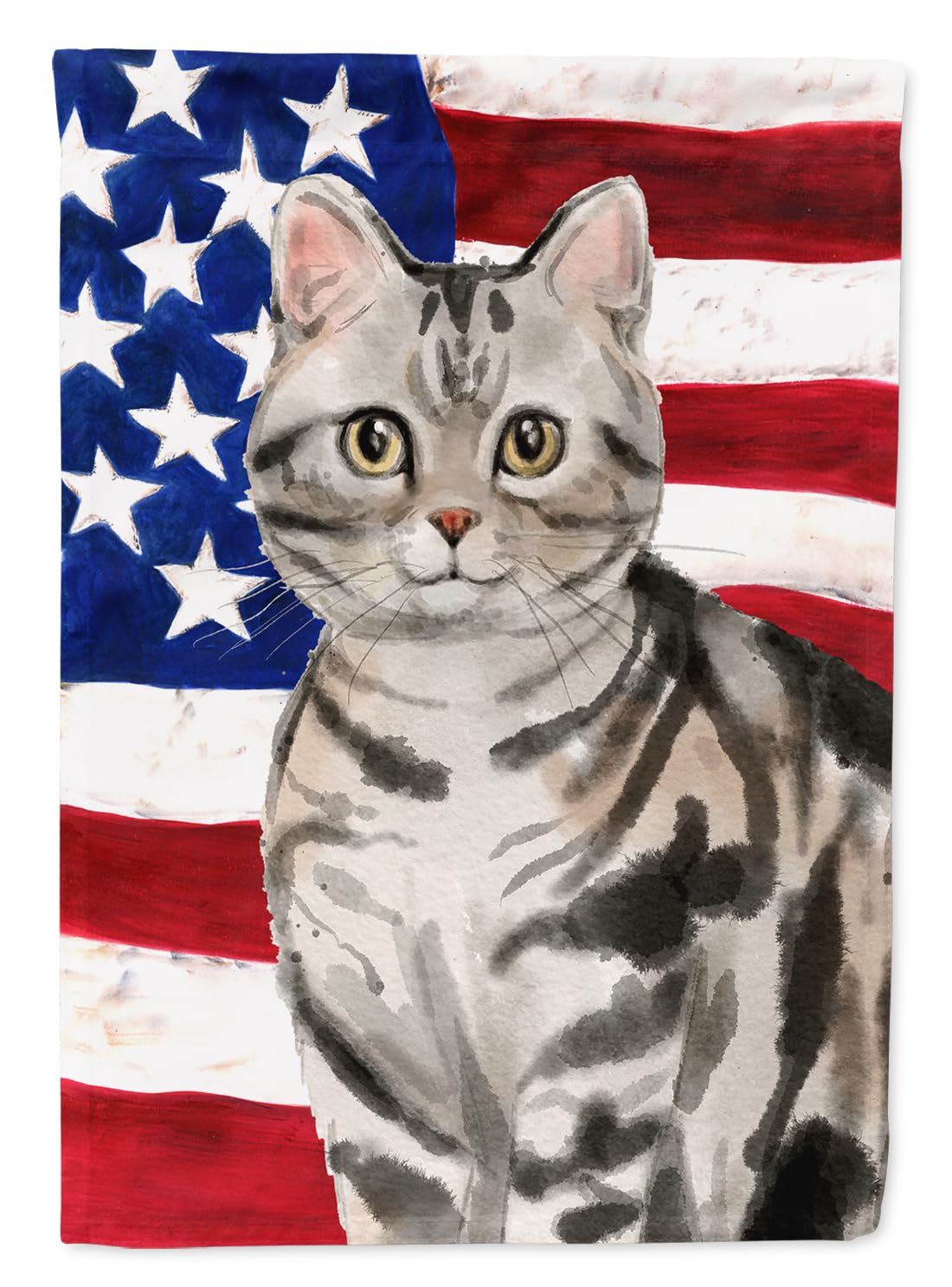 Drapeau de jardin American Shorthair pour une décoration extérieure fleurie