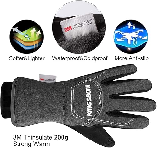 Miniatura 2 de KINGSBOM -Guantes térmicos impermeables y resistentes al viento de 40 - Guantes térmicos Thinsulate 3M Thinsulate para pantalla táctil de invierno