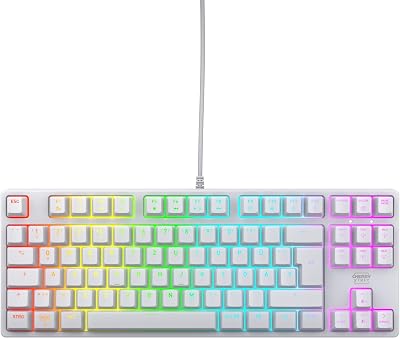 CHERRY XTRFY K4V2 TKL, Kabelgebundene Gaming-Tastatur ohne Nummernblock, Deutsches Layout (QWERTZ), RGB-Beleuchtung, Mechanische MX2A RED Switches, Weiß