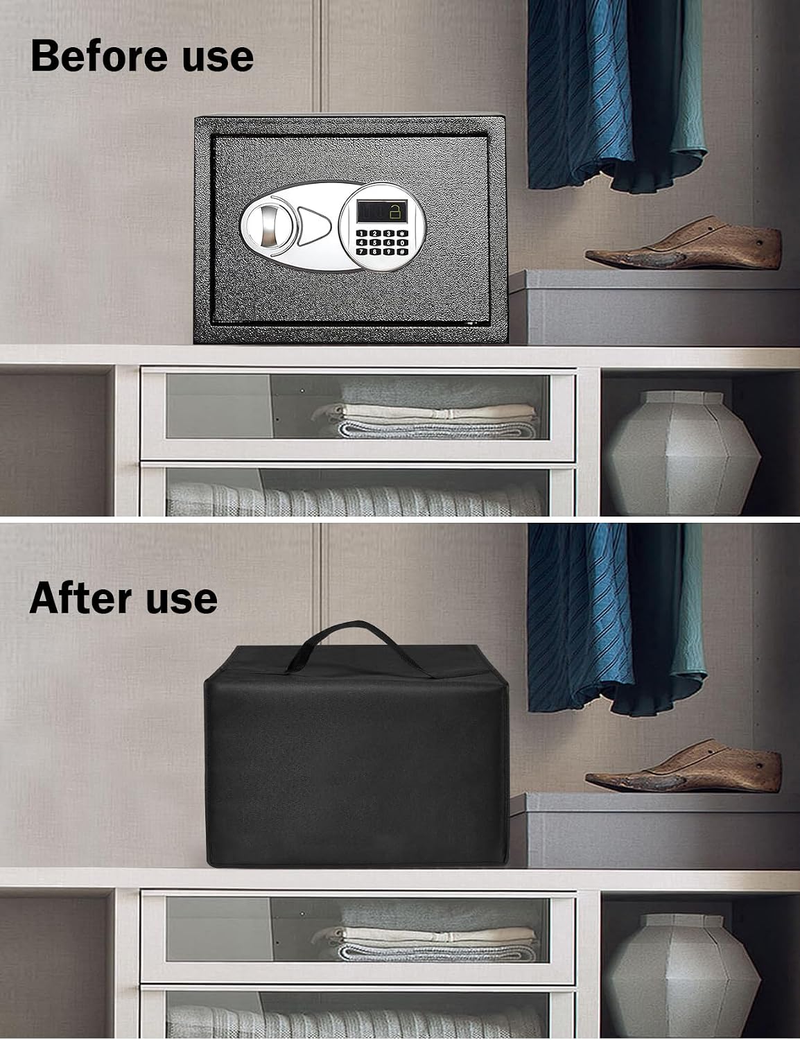 Safe Box Cover for Amazon Basics Steel Security Safe 0.5 Cubic Feet | Heavy Duty moisture-proof and Scratch-resistant Valuables Nylon Case for Lock Box,Hidden Safes Black Covers