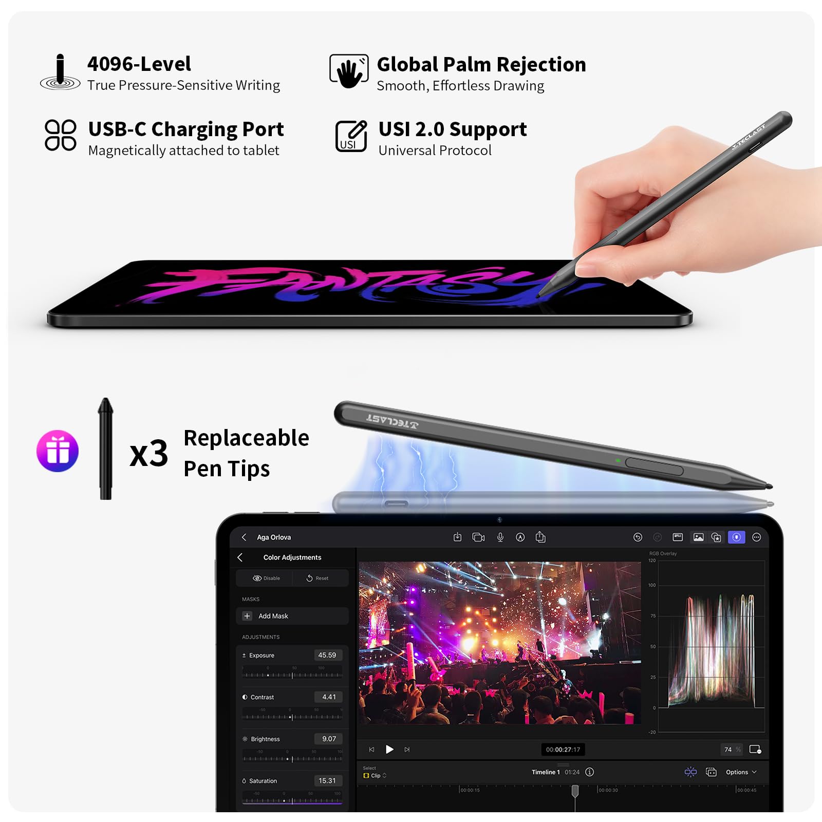 TECLAST Artpad Pro Tablet 12.7 Pollici, 2.2GHz Helio G99 Octa-Core Gaming Tablet Android 15, Doppio SIM 4G LTE+5G WiFi, 2176×1600, 20GB RAM+256GB ROM(TF 8TB) 10000mAh 30W Carica Rapida, Penna Inclusa