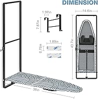 Vista 2 de KINGBOARD Tabla de planchar para colgar sobre la puerta, tabla de planchar colgante con soporte para plancha, 36" x 12" tabla de planchar compacta