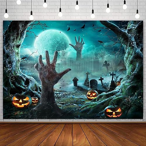 SENDY Fondo de fotografía de Halloween de 7 x 5 pies, decoraciones de fiesta de Halloween, suministros para niños, noche de luna llena, terror,