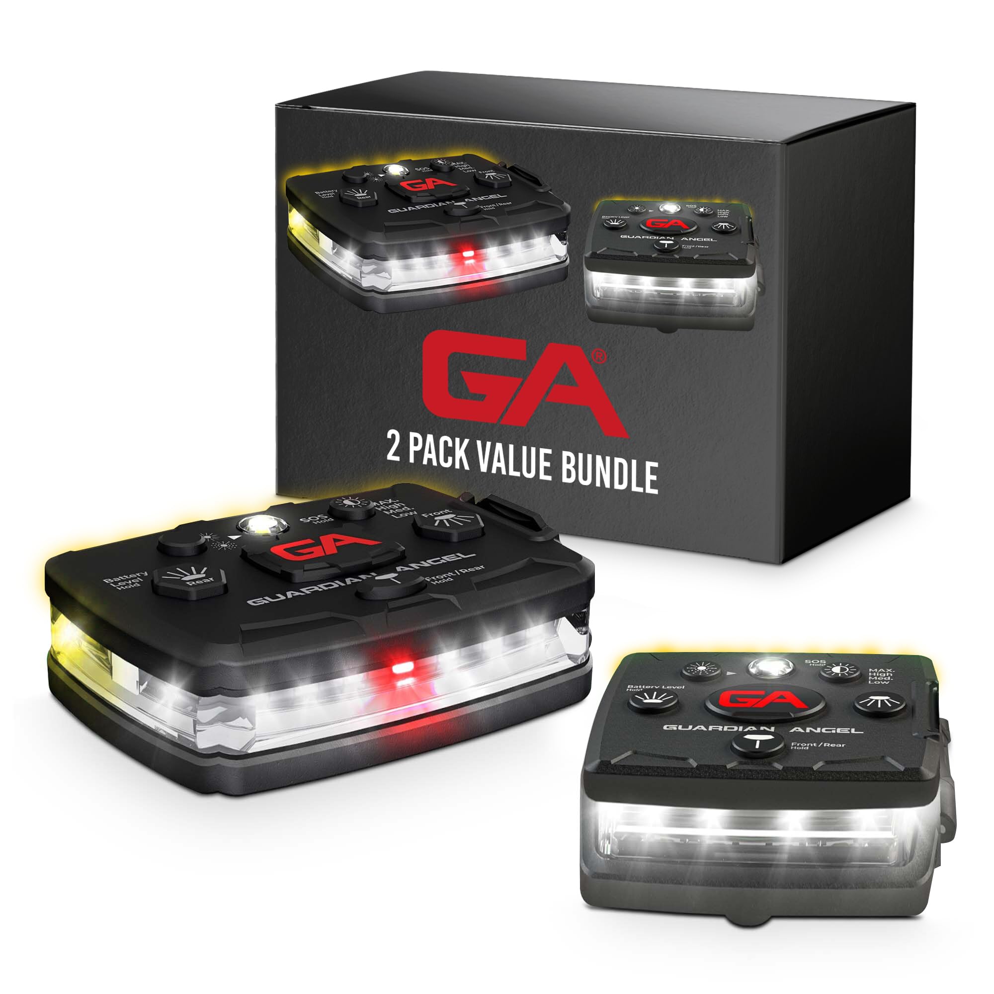 Safety Light Value Bundle (2 Pack) – Elite (White Front &amp; Yellow Rear) + Micro (White Front &amp; Yellow Rear) – Hands-Free LED Flashlights for Construction, Utility, Roadside &amp; Outdoor Safety