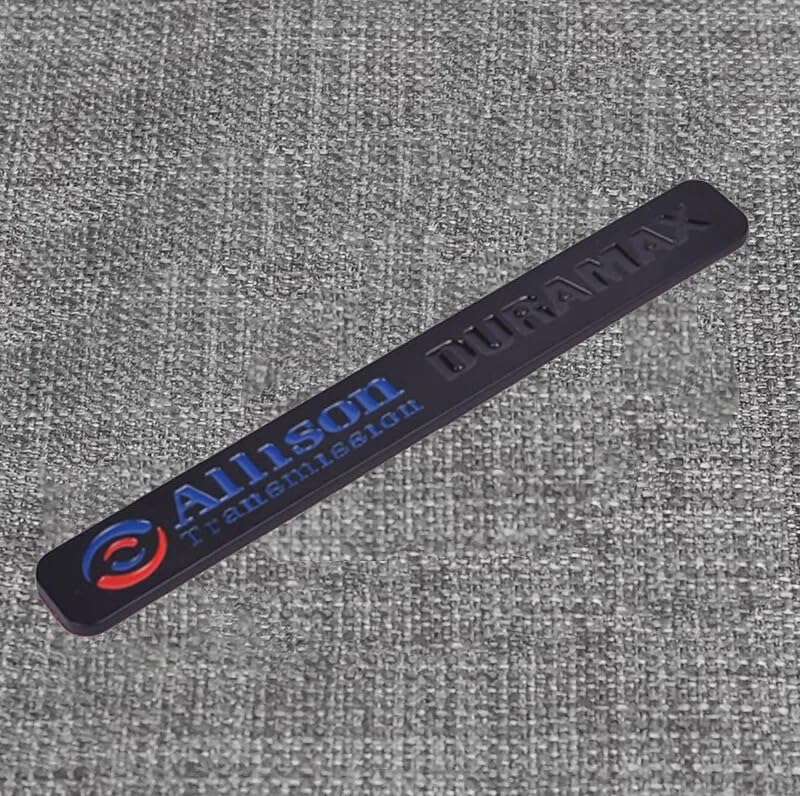 Image of 2Pcs Allison Transmission Emblems Hood 3D Nameplate Badge Letter Compatible with Silverado Dura-max (Black Blue)