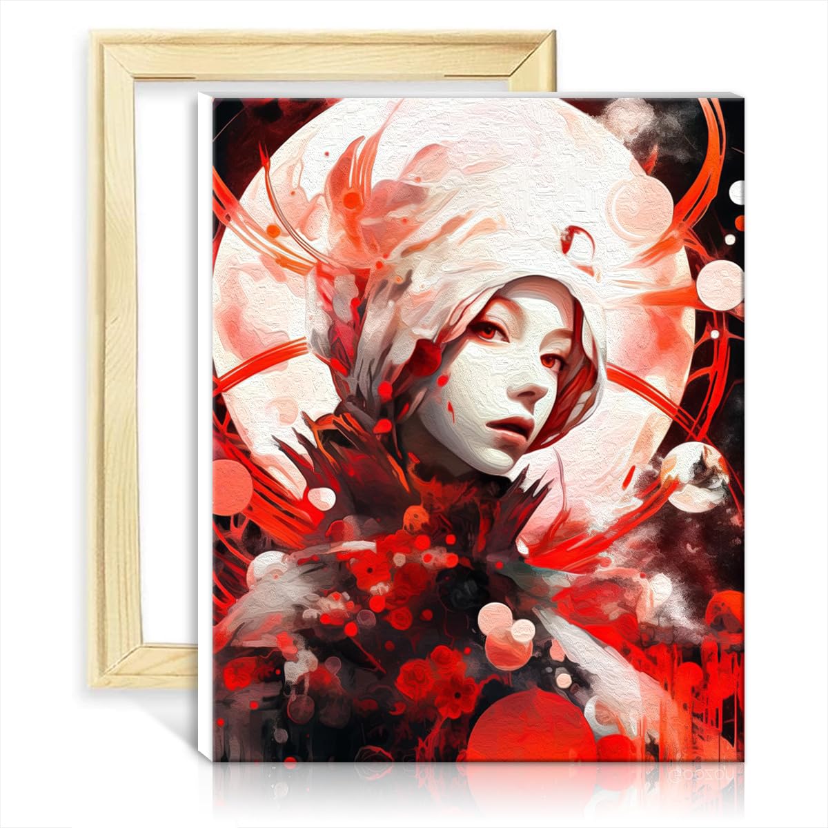 TANGFEIY On Canvas Painting by Numbers Blood red Shadow Kids Beginner Oil Painting Kits with Brushes and Acrylic Pigment on Canvas Wall Art Vibrant No Frame(30x40cm)