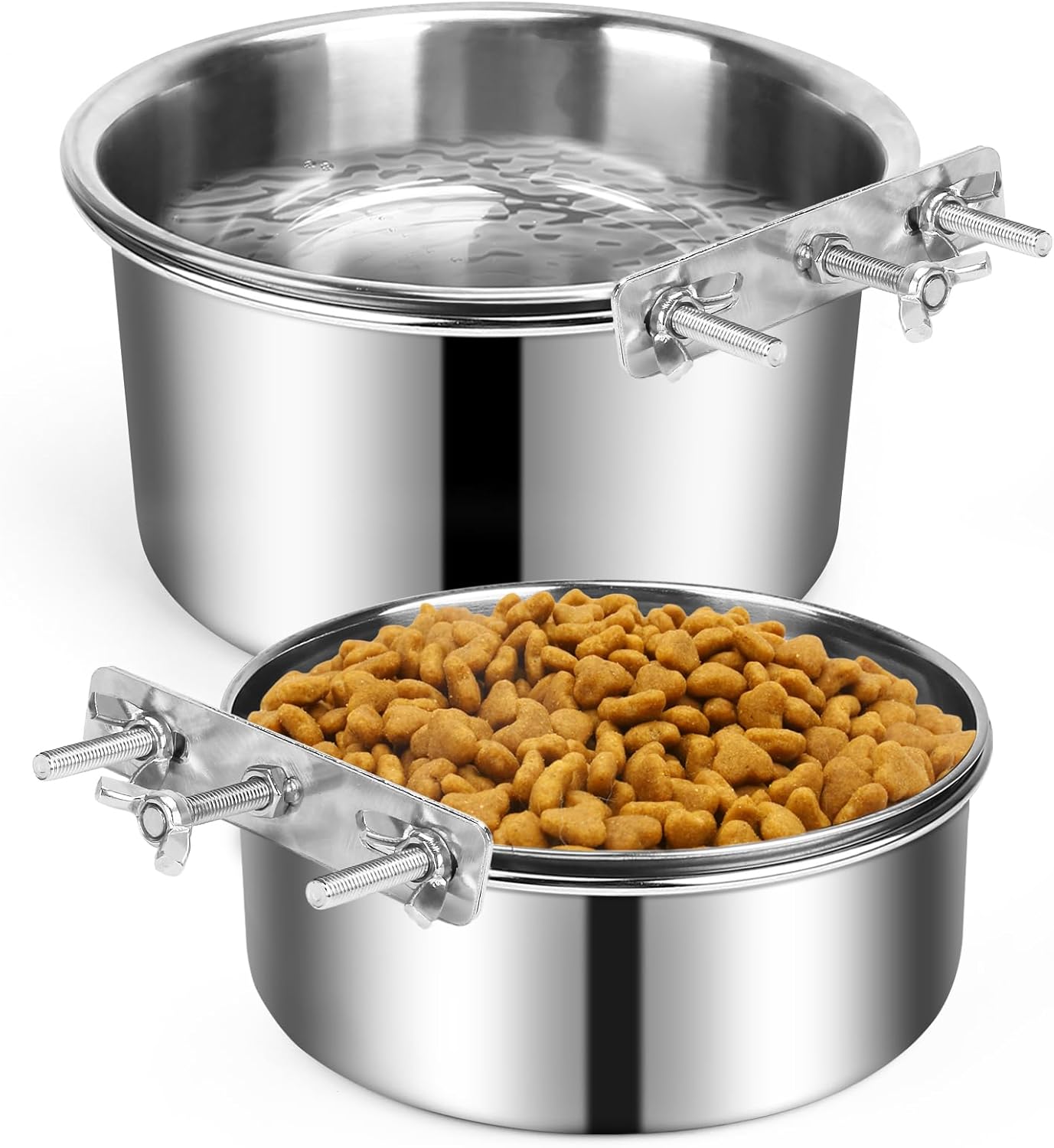 YECERCAN Dog Crate Water Bowl No Spill 40oz & 60oz, 2 Pack