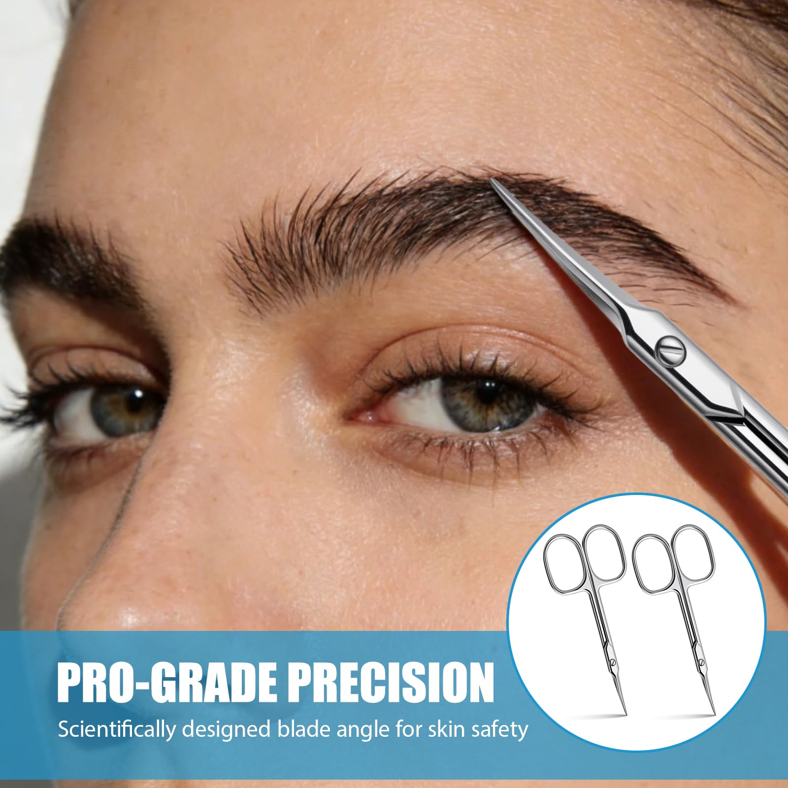 2 PCS Ciseaux à Cuticules Professionnels, en Acier Inoxydable, Ciseaux de Précision à Lame Courbée pour Manucure et Pédicure, Ongles, Sourcils, Soins Beauté Professionnels