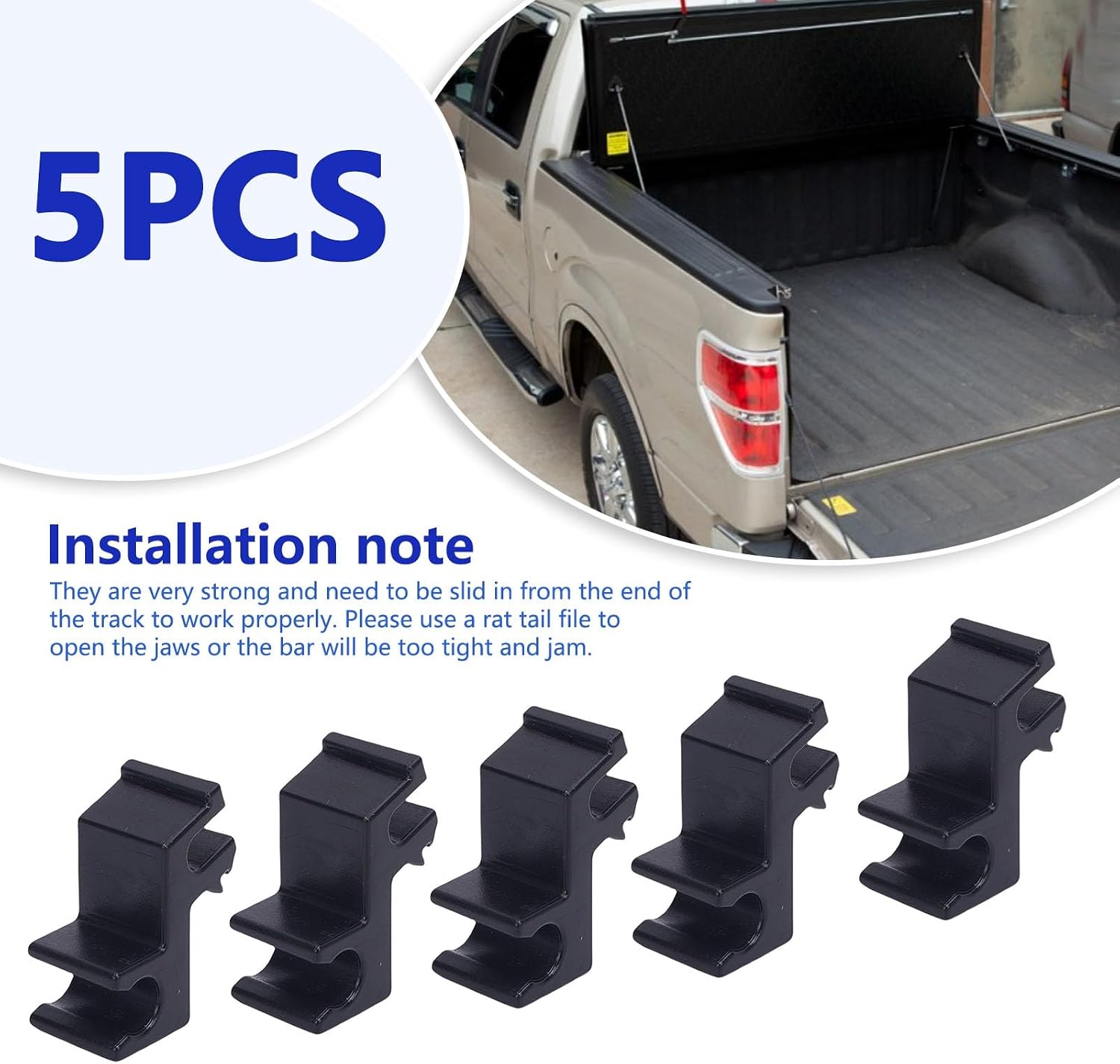 5 Pcs Prop Rod Clips Set, Cover Tie Rod Hook, Replacement Parts Compatible for Undercover Hard Folding Truck Bed