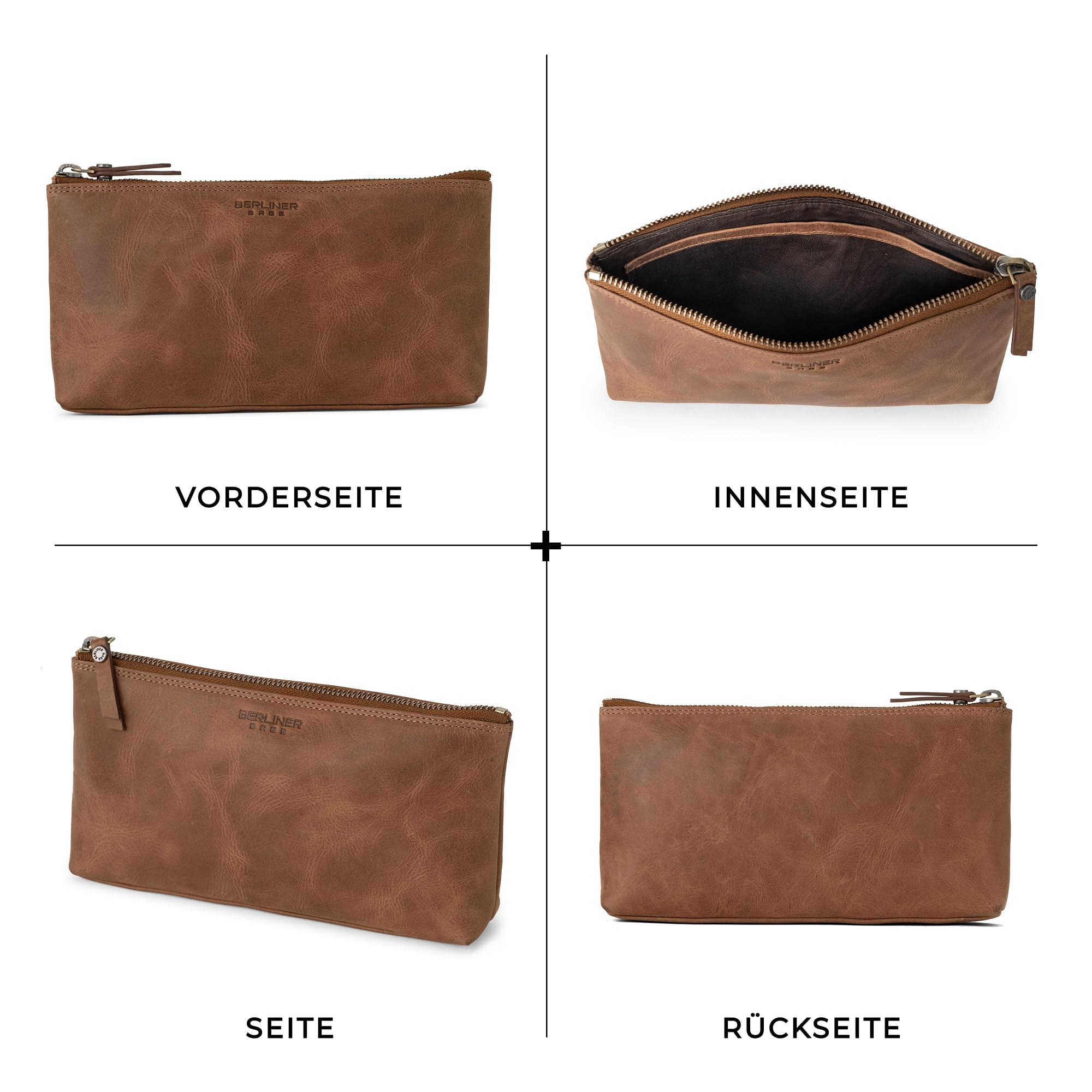 Berliner Bags Kosmetiktasche Anna Vintage, Kleiner Kulturbeutel - Braun