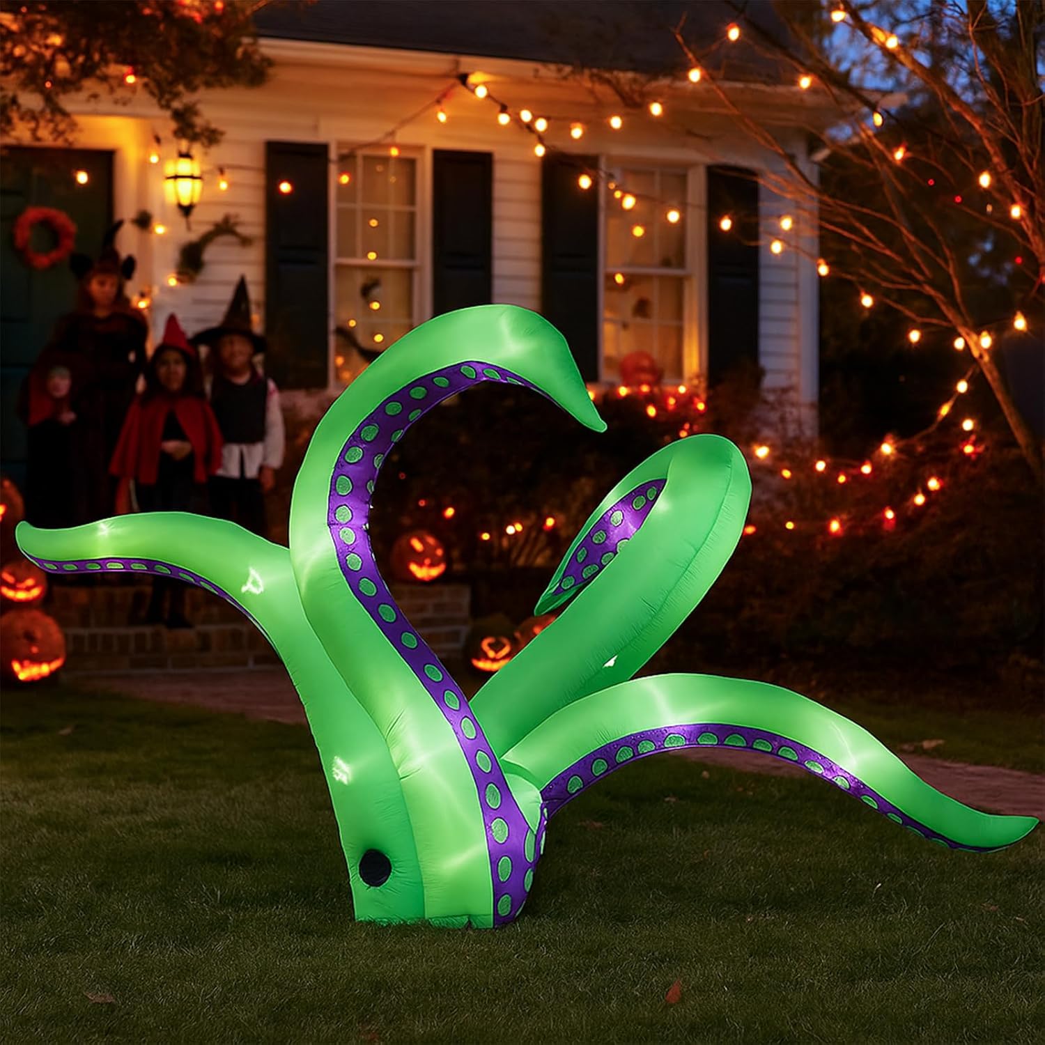 Outvita Halloween Inflatable Octopus Tentacles 4.9FT, 2 Pack Blow Up Outdoor Decoration with LEDs, Halloween Decor for Yard, Party, Garden