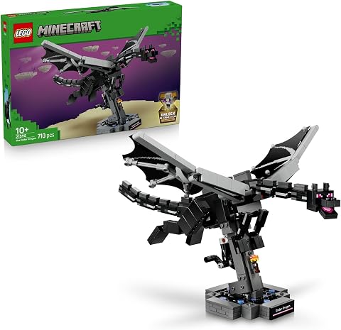LEGO Minecraft Ender Ejderhası 21595 | 10 Yaş ve Üzeri Çocuklar için Oyun İçi Eşya İçeren Duruşu Ayarlanabilir Oyuncak Yapım Seti, Hediye Fikri (710 Parça)