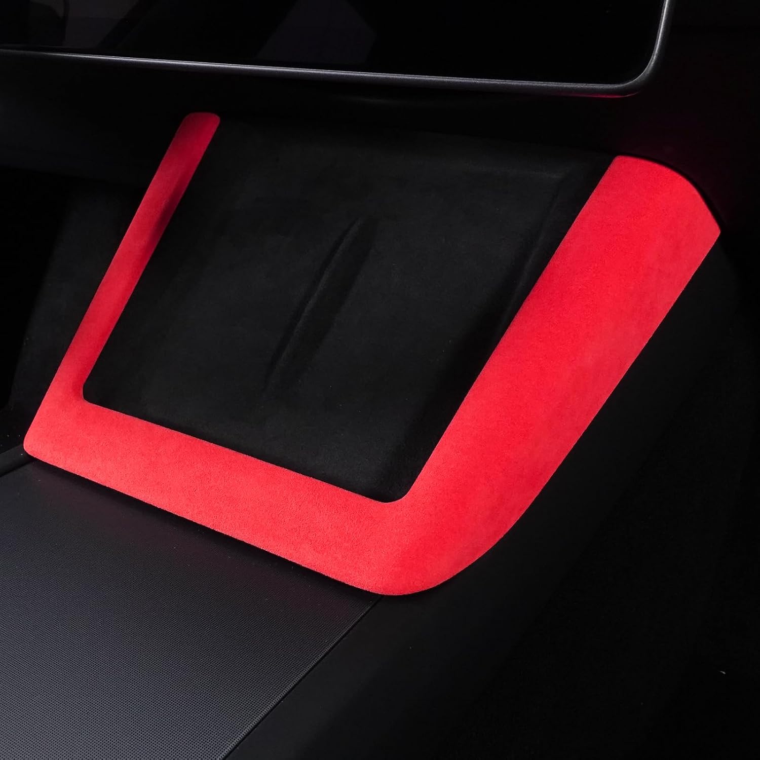 Sticker for Alcantara Tesla New Model 3 2024-2026 New Model Y 2025-2026 Italian Suede Orange Interior Wireless Phone Charger Frame Upgrade Trim Cover