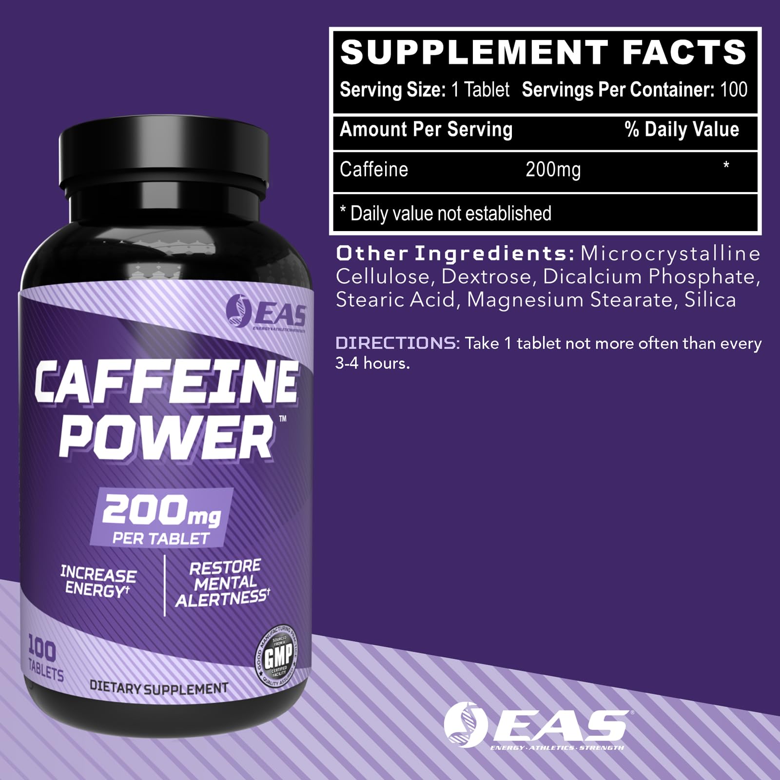 EAS Caffeine Power 200mg, Supports Energy, 100 Tablets — Amazon image 2