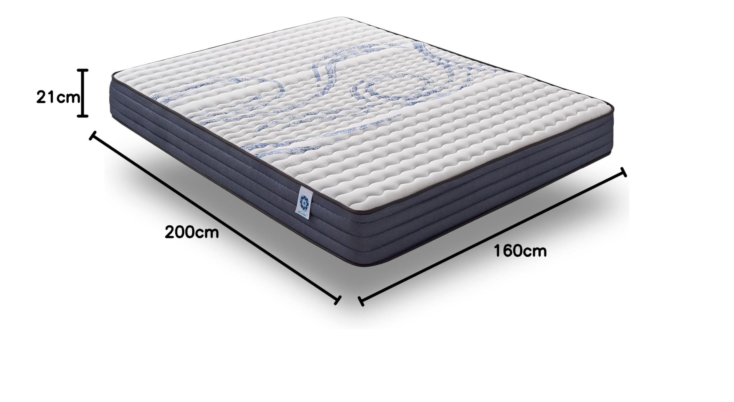 Naturalex - Materasso Matrimoniale 160x200 cm - Altezza 21 cm - Perfectsleep - Schiuma Memory HR, Blue Latex, Ergonomico, Fermezza Equilibrata, Ipoallergenico - Lato Invernale ed Estivo