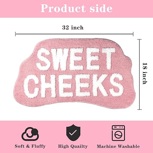 Miniatura 3 de Pink Sweet Cheeks - Alfombra de baño divertida, alfombra de baño de microfibra antideslizante para bañera, tapete de cocina de 18 x 32 pulgadas