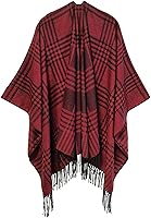 Vista 33 de Poncho chal para mujer, suéteres suaves y cálidos para mujer, parte delantera abierta, poncho de viaje para otoño, invierno y primavera