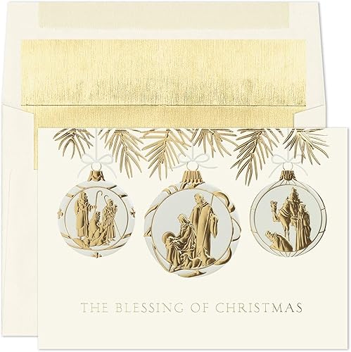 Miniatura 1 de Masterpiece Studios Holiday Collection - 15 tarjetas de Navidad religiosas en caja con sobres forrados de aluminio, 5.6 x 7.8 pulgadas, trío de