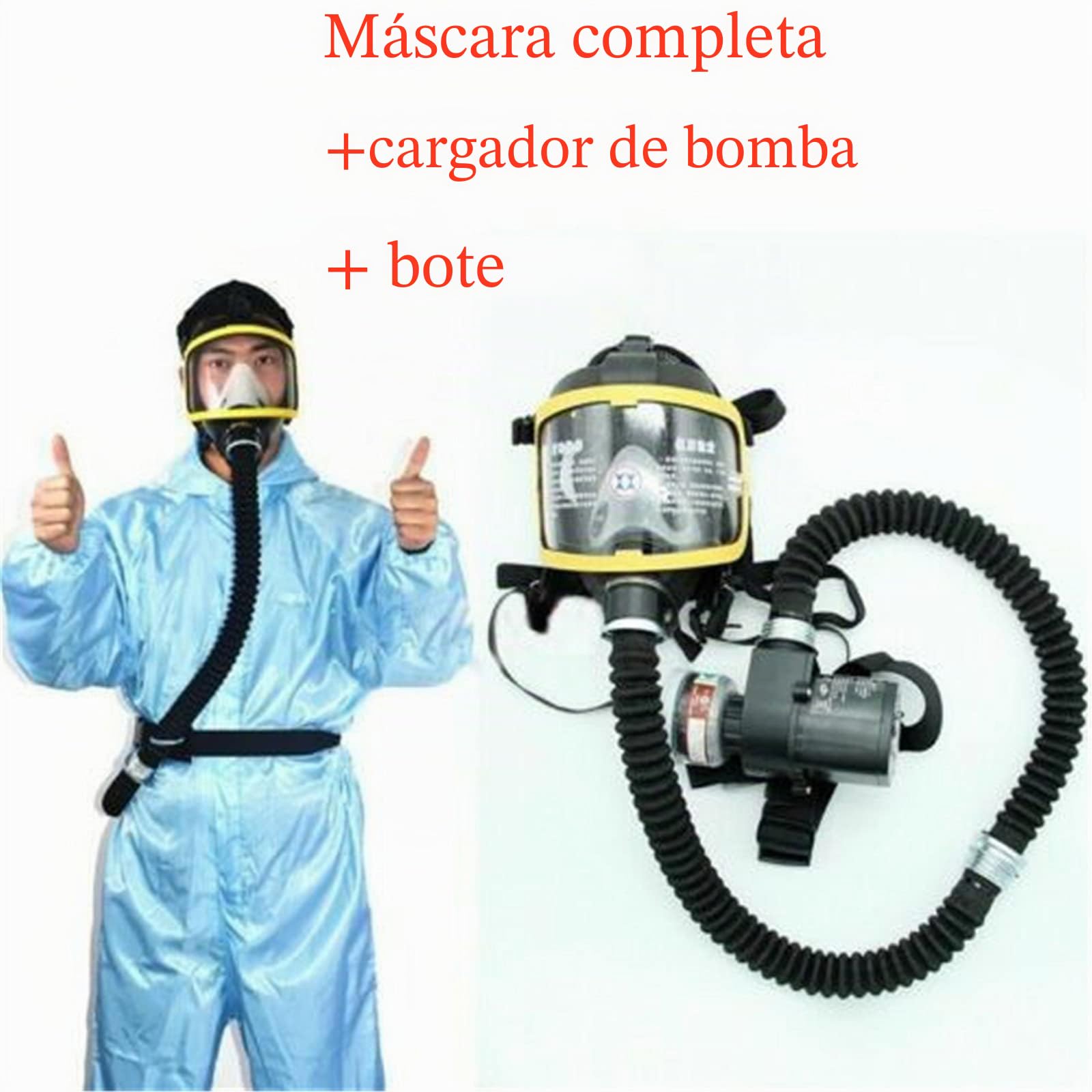 Máscara de gas de cara completa con suministro de flujo de aire eléctrico constante Sistema de respirador de máscara protectora Dispositivo de seguridad en el lugar de trabajo