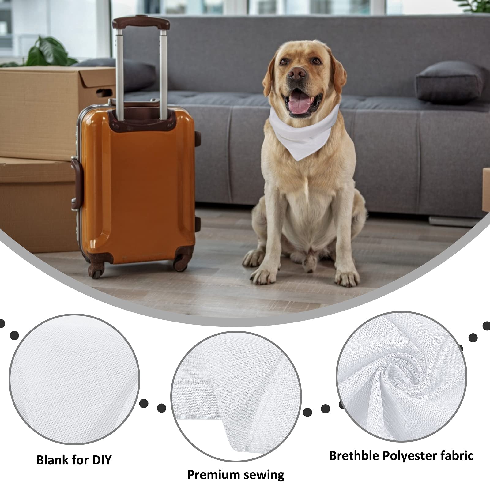 12er Set Hundehalstücher Weiß - Blanko Bandanas Zum Selbstgestalten