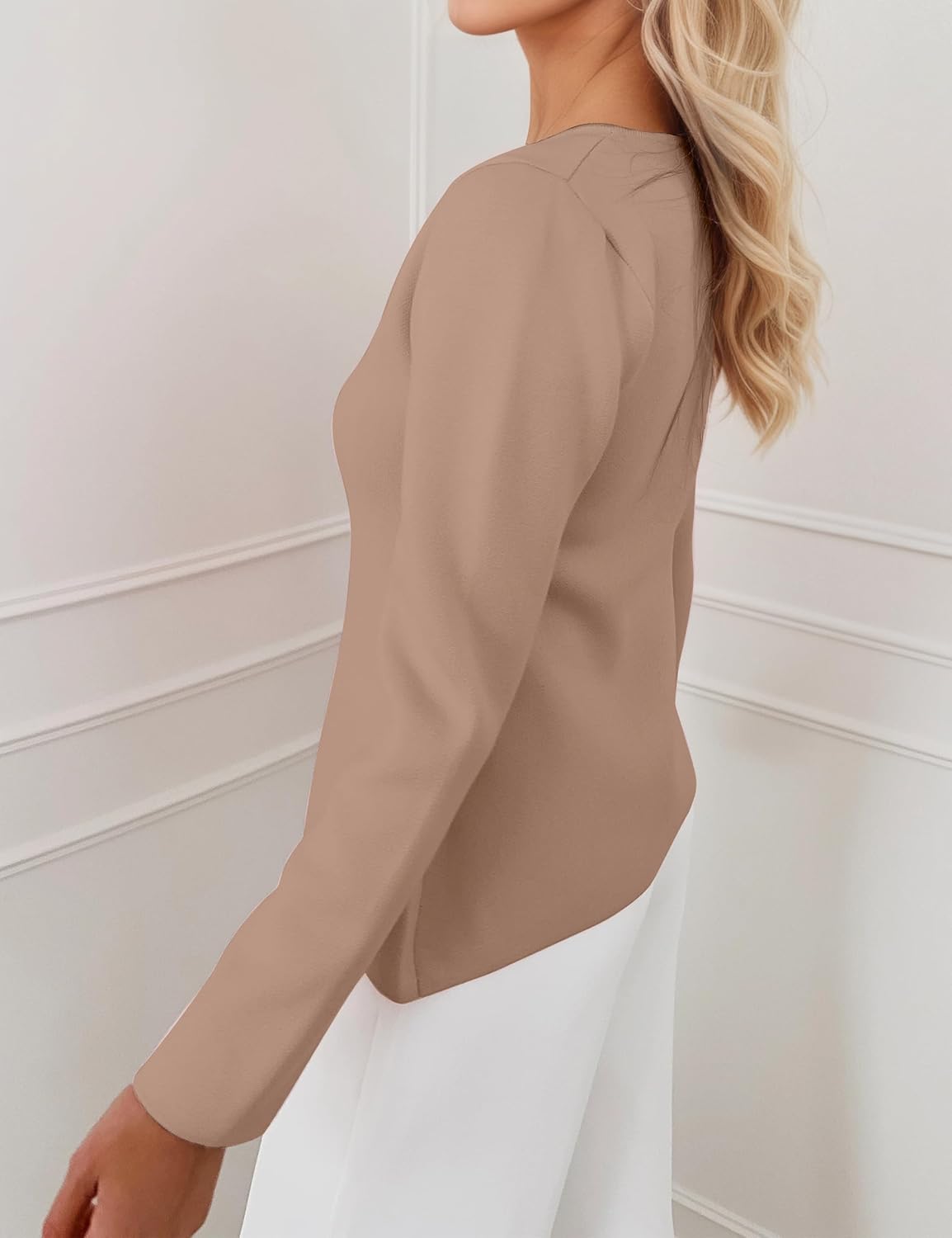 womens cardigan sweaters Long Sleeve Button Up Cardigan Lightweight Knit Business sweater Blazer Casual Fall Jackets - Image 3