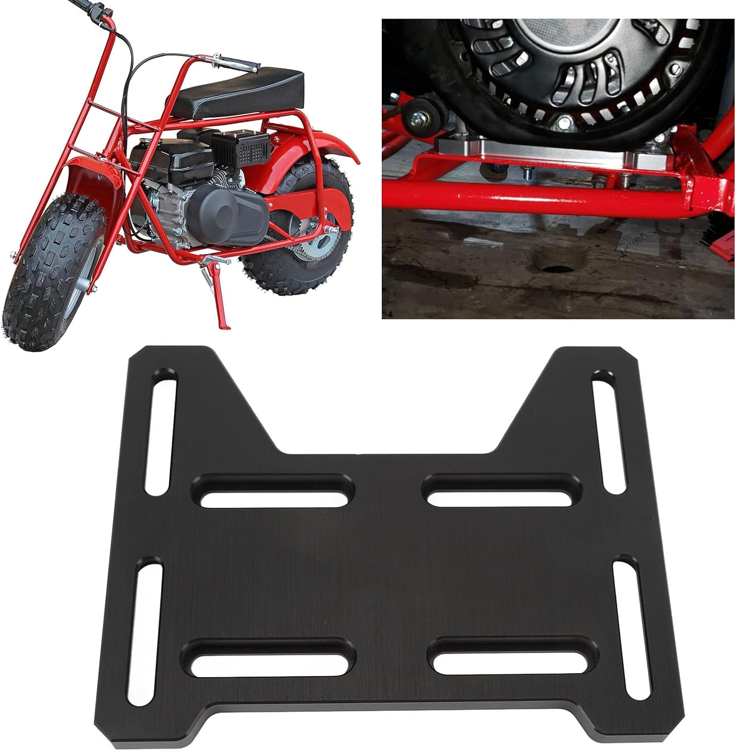 Motor Engine Mount Adapter Plate Durable Aluminum Ajustable Stability Ct100u Cc100x Baja Db30 Motovox Mbx10 Mbx11 Trail Dirt Racer Mini Bike (Black)