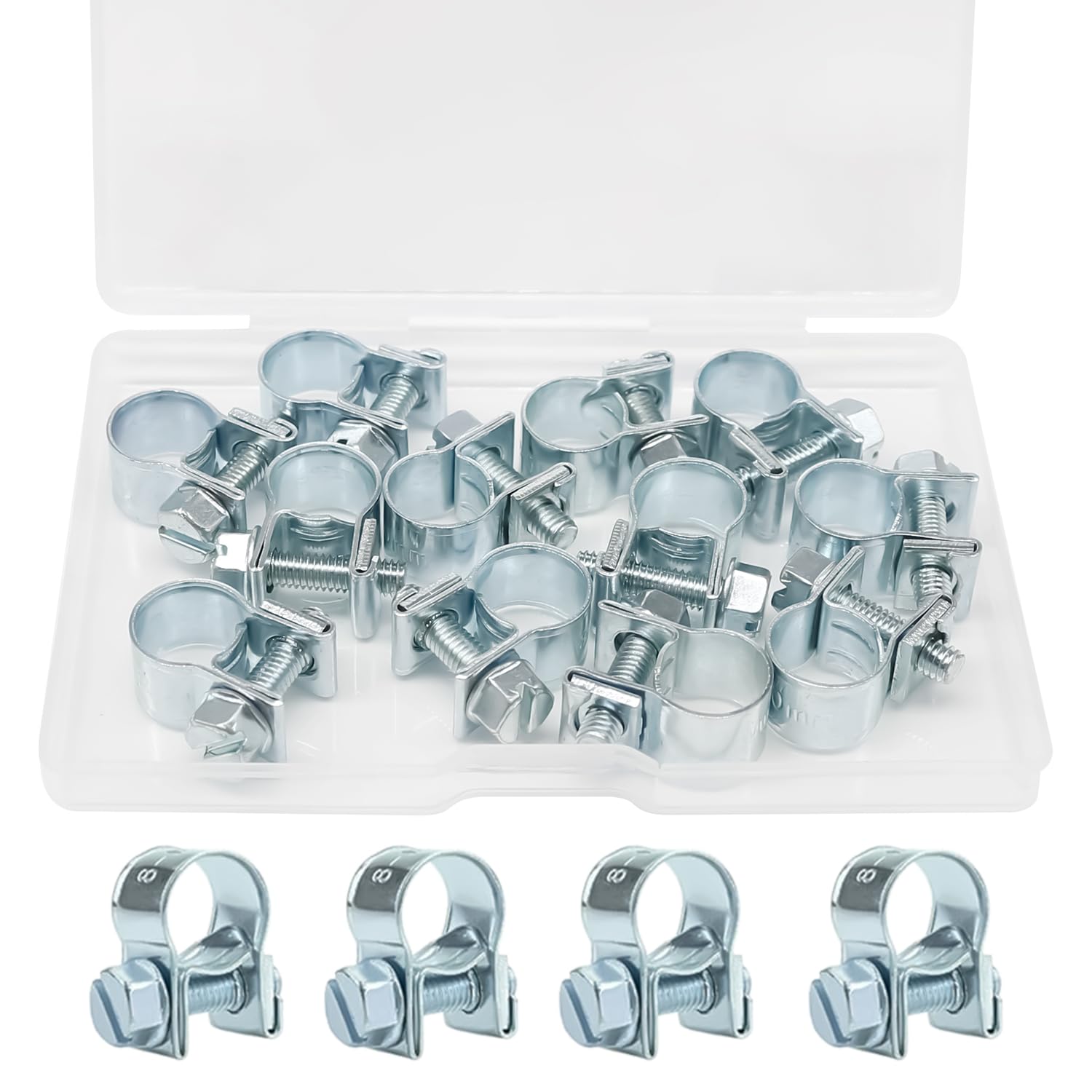12PCS 8-10mm Fuel Line Clamp 5/16"-13/32" Fuel Line Hose Clamps for Automotive Diesel Petrol Pipe DD025-8-10