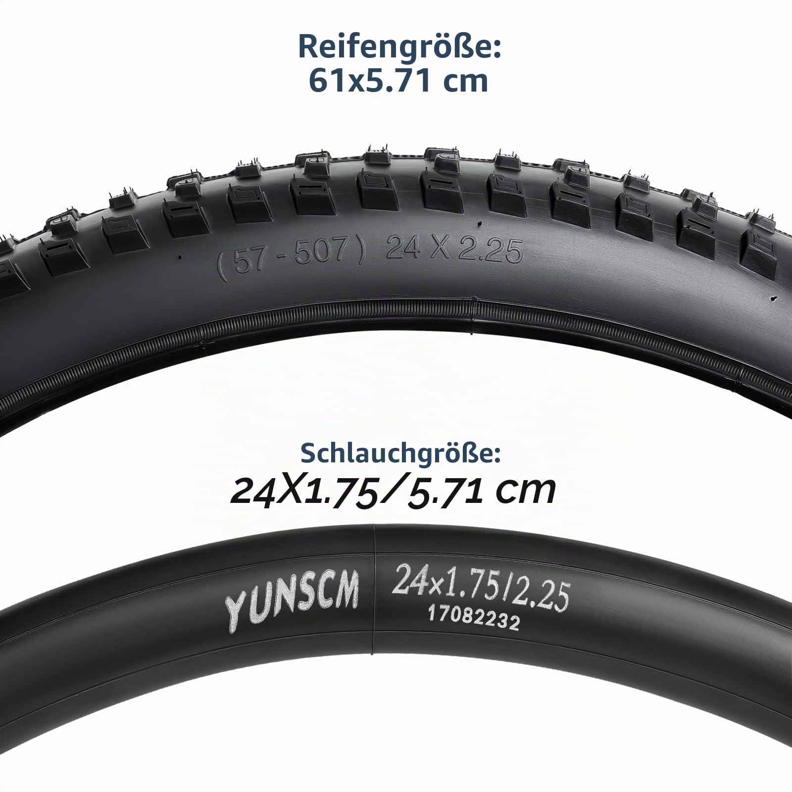 YunSCM 2Pcs Faltbare 24 Zoll Fahrradreifen 24x2.25 Mantel 57-507 Kompatibel 24x2.0 24x2.125 24 x 2.25 24x2.30 Stadt/Straße/Mountainbike Reifen