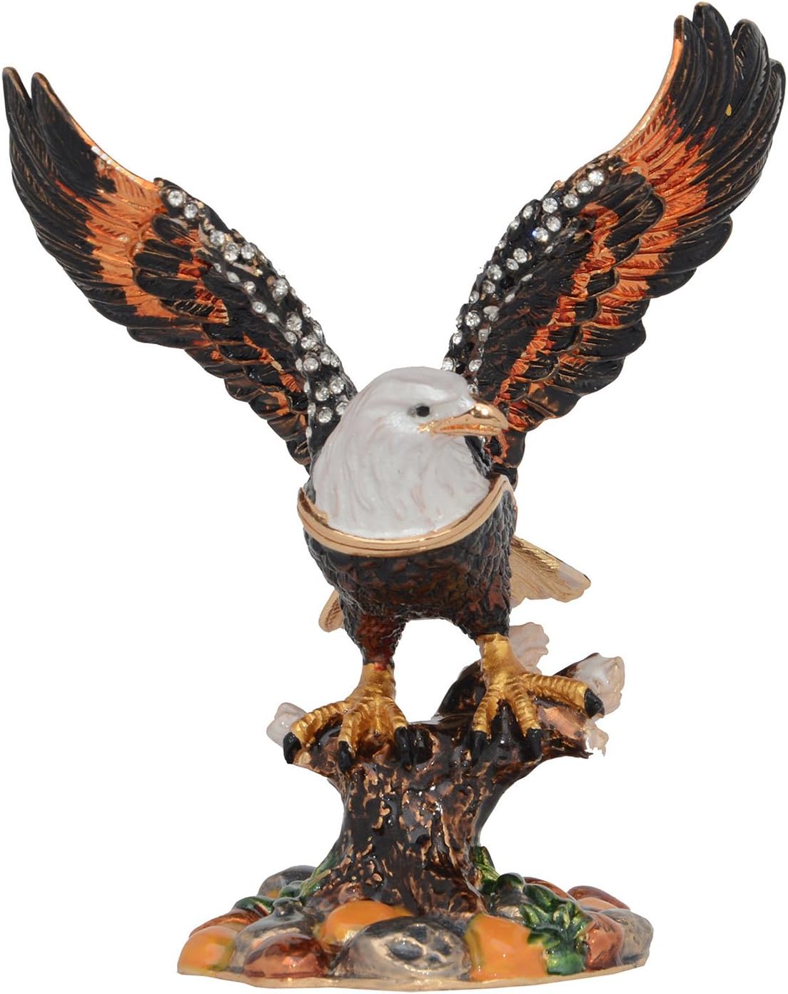 Bald Eagles Trinket Box Jewelry Box Hand Painted Decorative Box with Hinged Lid Ring Earring Holder Bird Figurine Collectible