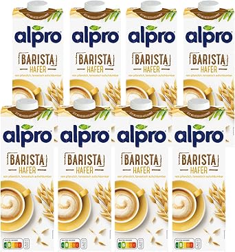 Alpro Barista Foamable Oat Plant-Based Long Life Drink, Vegan & Dairy Free, 1L (Pack of 8) Packaging may vary & Almond No Sugars Plant-Based Long Life Drink, Vegan & Dairy Free, 1L (Pack of 8)
