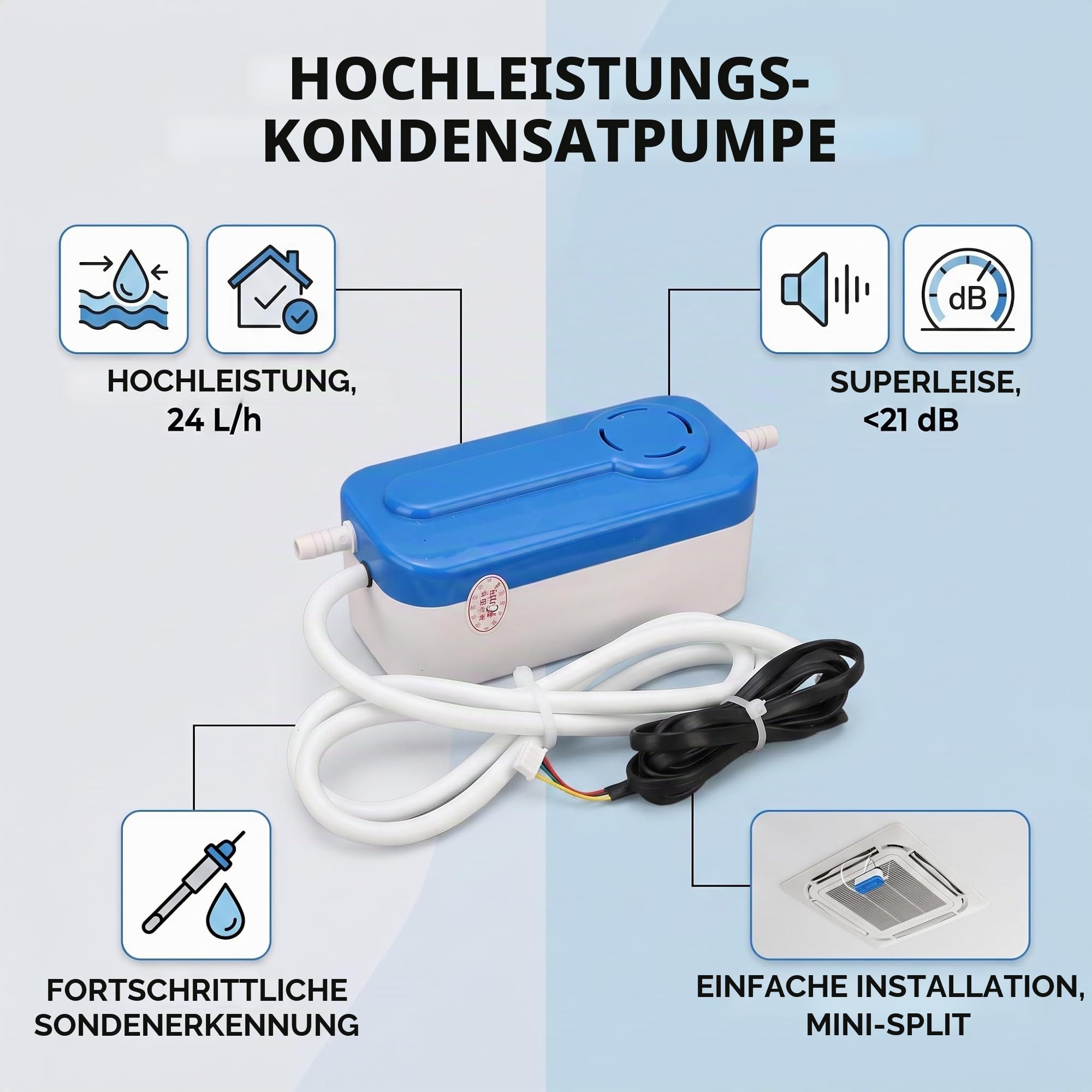 HVAC-Kondensatpumpe Abfluss Mini Split Tragbare Automatische Entnahmepumpe für Klimaanlage AC110-240 V 24 L Pro Stunde für Ofenentfeuchter AC-Leistung von 1-2 PS (8 kW)