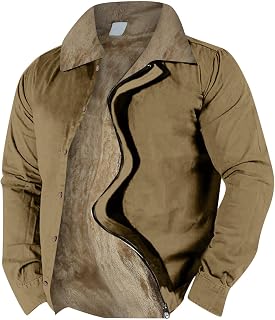 MODSGUE Men's Winter Jacket Lapel Collar Transition Jacket Warm Fleece Jacket Zip Winter Parka Business Modern Vintage Outdoor Jackets Warm Work Jacket