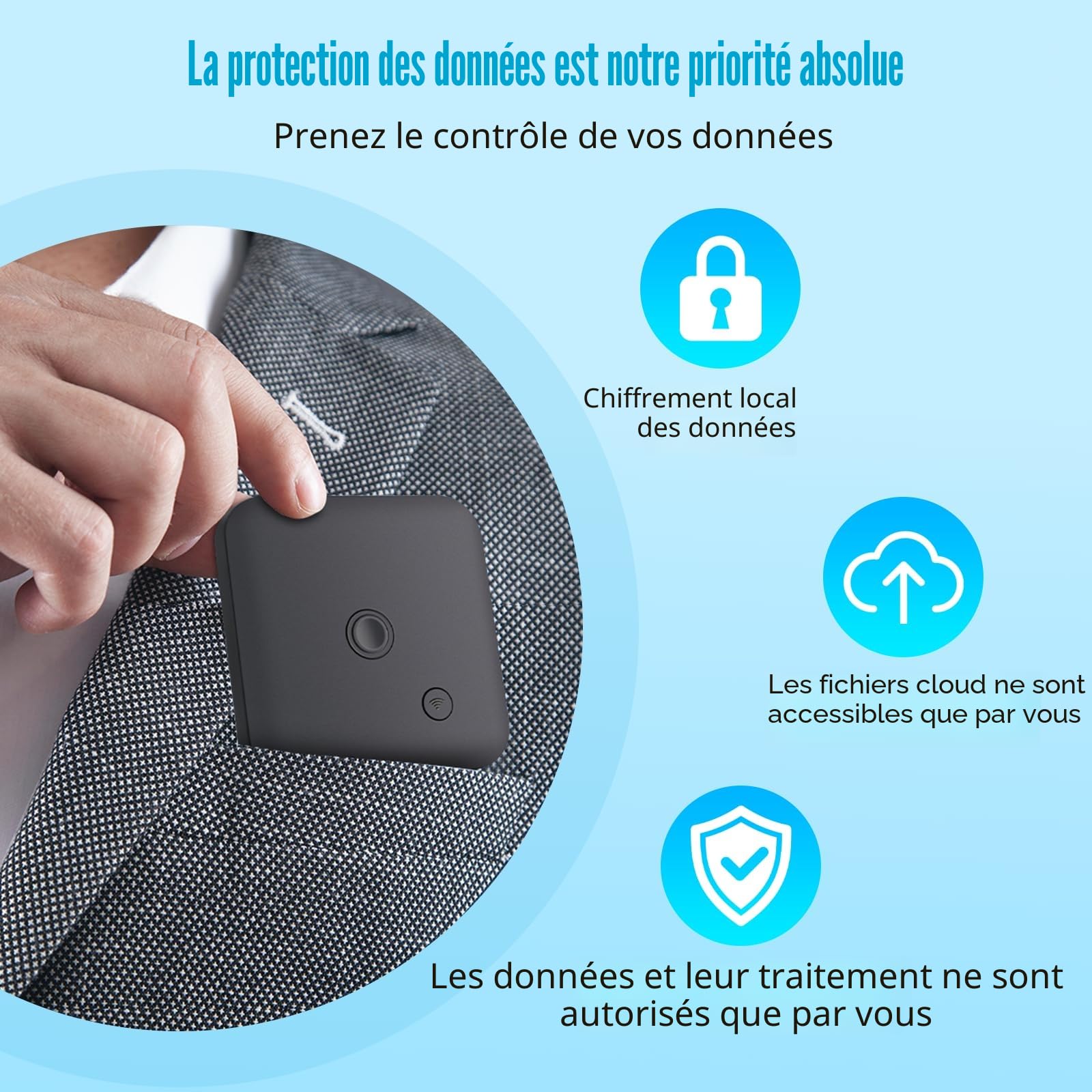 Dictaphone Enregistreur Vocal - Enregistreur Vocal IA avec Transcription et Résumés avec ChatGPT 4o, 64 Go, Supporte 102 Langues, Contrôle Via Application, Idéal pour Réunions, Entretiens et Appels