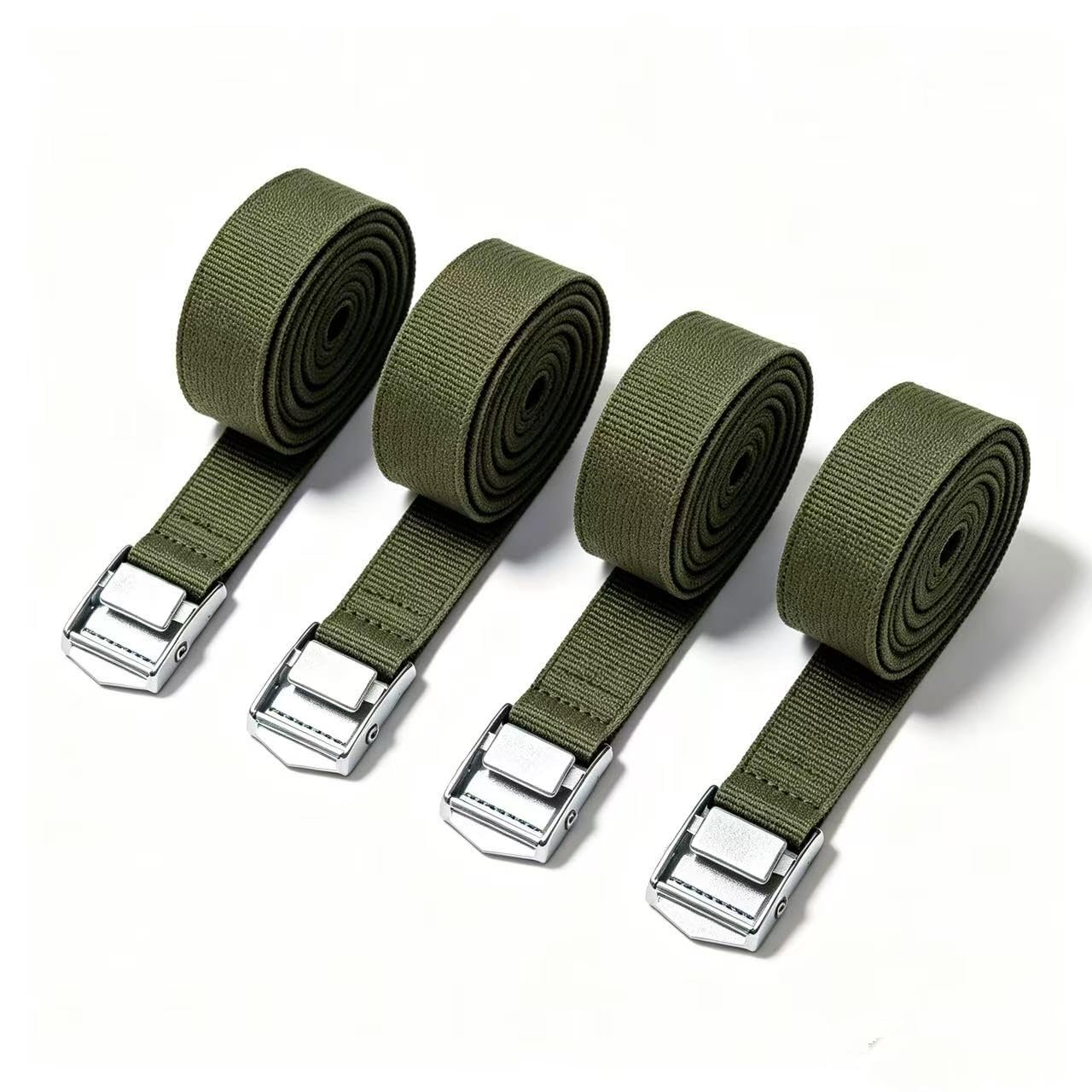 4 Pack Ratchet Tie Down Straps,Heavy Duty Tensioning Belts,3M x 25mm Heavy Duty Lashing Straps, Adjustable Tensioning Belts (Green)