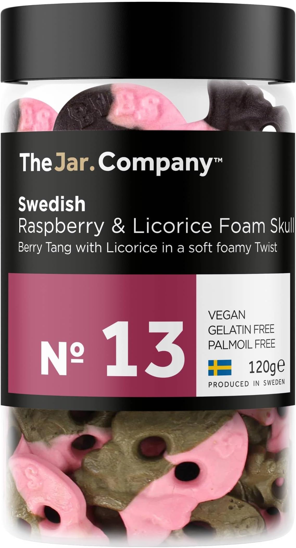 Swedish Candy - ?13 - Raspberry Licorice Foam Skull