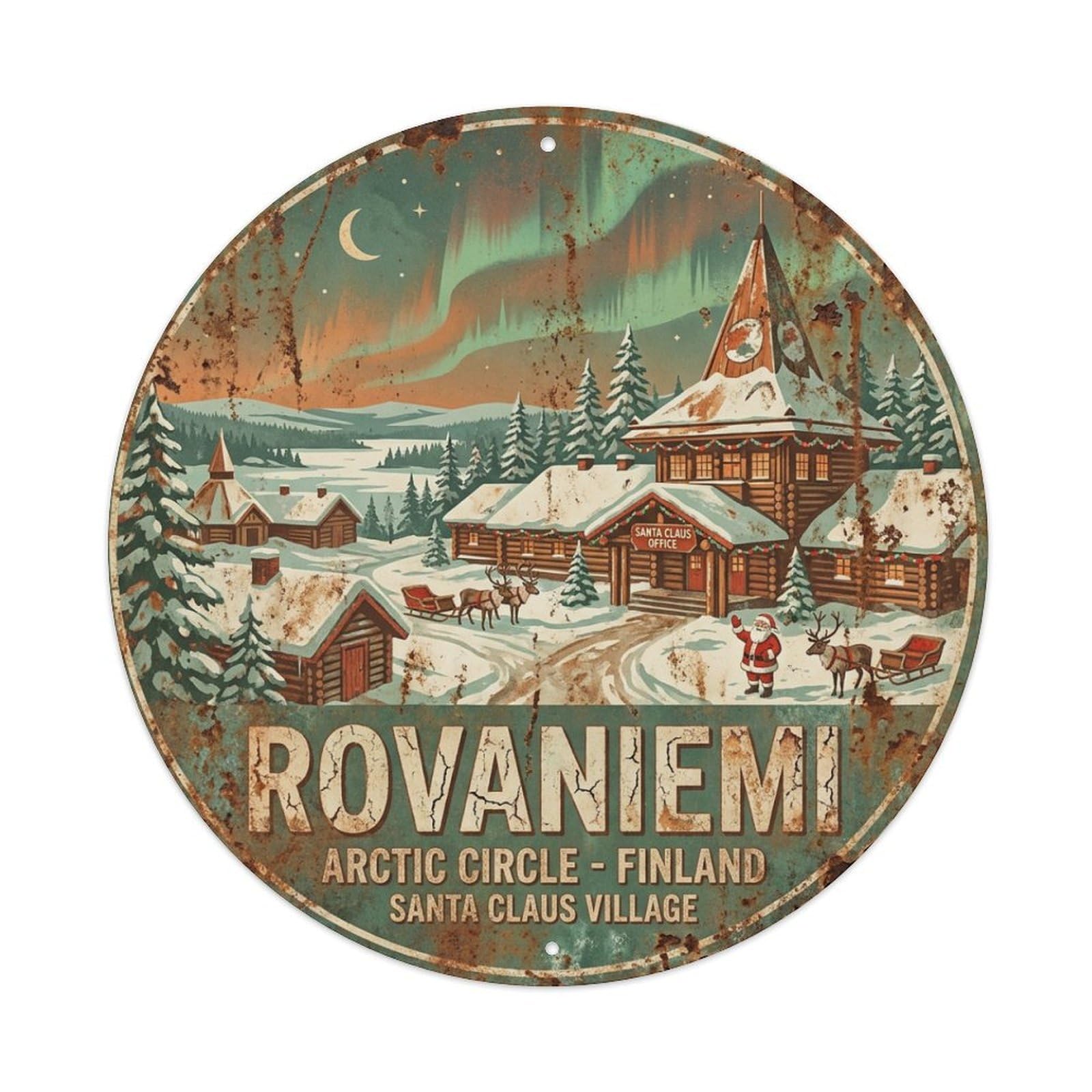 Galvaxio Style Retro Travel Finland Rovaniemi Metal Tin Sign