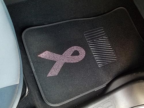 CarsCover Alfombra con diamantes de imitación de diamantes de imitación de cristal para concienciación sobre el cáncer de mama, 4 unidades