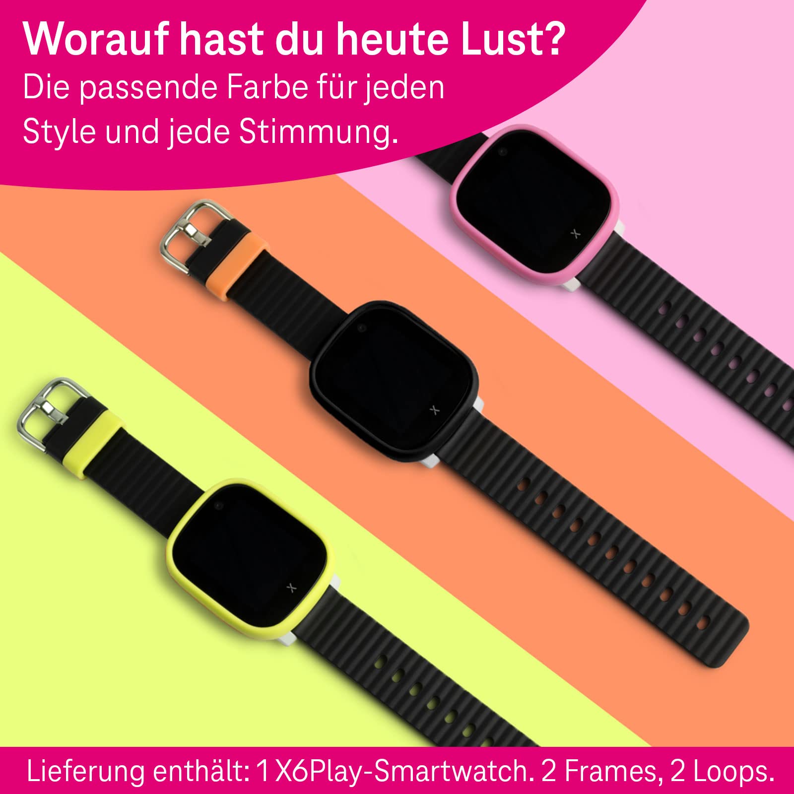 Xplora X6 Play Smartwatch Schwarz für Kinder I mit GPS-Tracker & SOS-Taste I inkl. Mix&Match Wechselzubehör I Kids Watch mit Kamera & Schrittzähler I Telefonuhr I Amazon Gutschein bei SIM-Aktivierung