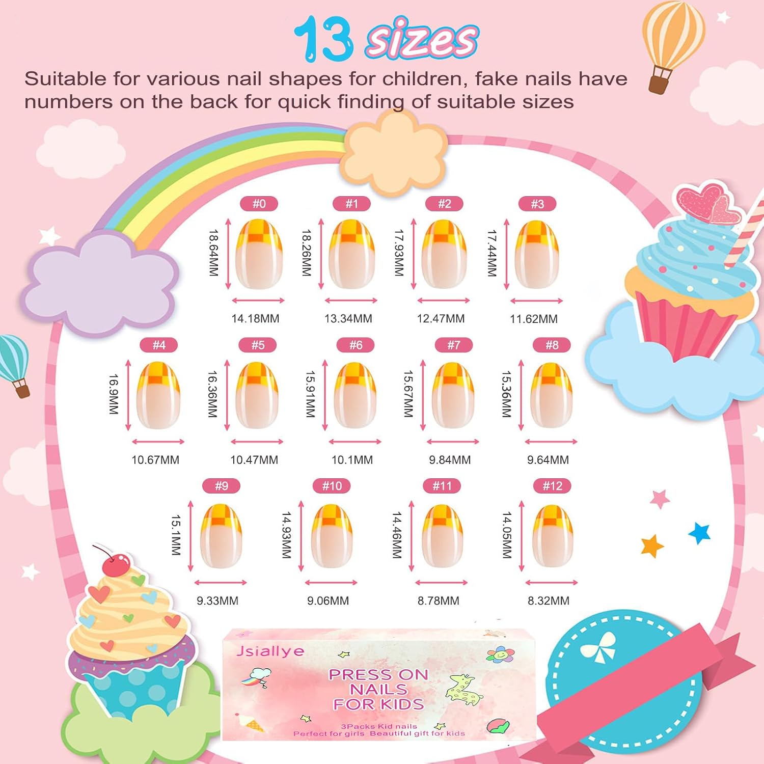 Jsiallye 78PcsPress on Nails for Kids,French Tip Short Almond Bow Kid Nails | Pink French Tip Kid Fake Nail Kits, Teenager Girls 8-12 Years with Nail File Buffer and Glue