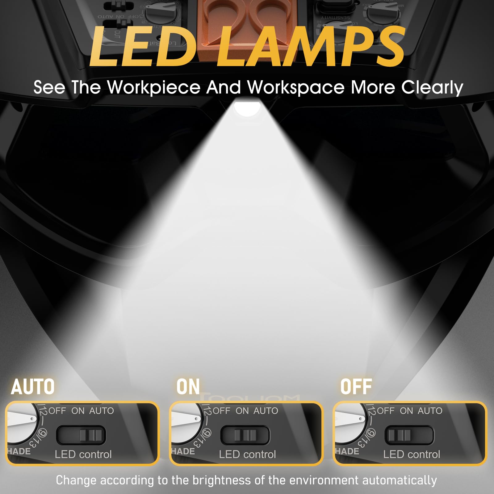 Auto-Darkening Welding Goggles - LED Light -2