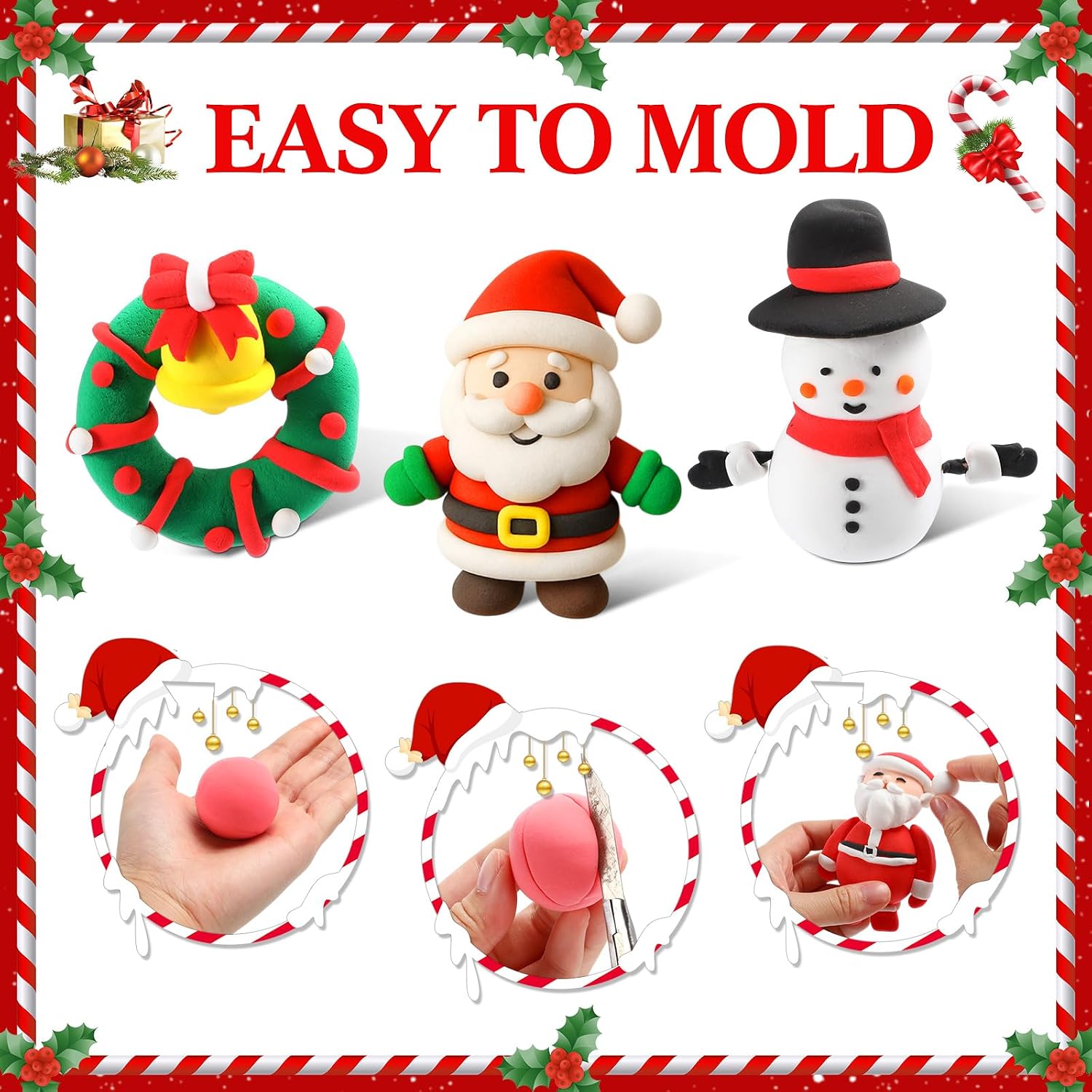 Capoda 24 Set Christmas DIY Craft Kit Christmas Air Dry Clay Kit image 3