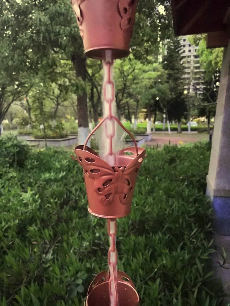 レインチェーン 傘の桶 13個 銅色 250cm 雨どい部品 雨樋 簡単取り付け Amazon.co.jp: 夢の行 レインチェーン 傘の桶 13個 銅色 250cm