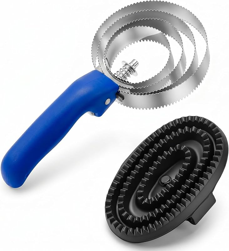 Rasqueadeira para Cavalos com Pente Reversível de Aço Inoxidável e Curry de Borracha CHENGU Azul, Pacote com 2
