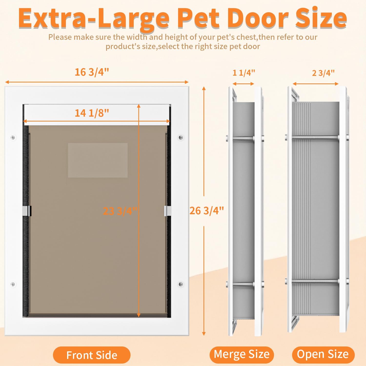 Dog Door for Large Dogs, X-Large Aluminum Frame Pet Door with 2-Way Lock, Easy Install on Interior Door/Screen/Wall, Weatherproof Magnetic Flap (X-Large, White) White X large