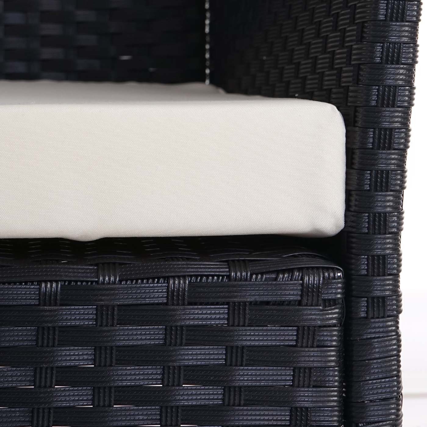 Mendler Divano sofa esterno giardino 2 posti Halden 106cm polyrattan marrone con cuscino verde