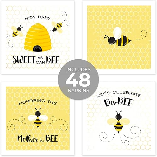 Miniatura 26 de Baby Bee - Servilletas de bebida personalizadas para baby shower, 100 servilletas de cóctel personalizadas, adorable diseño de servilleta de abeja