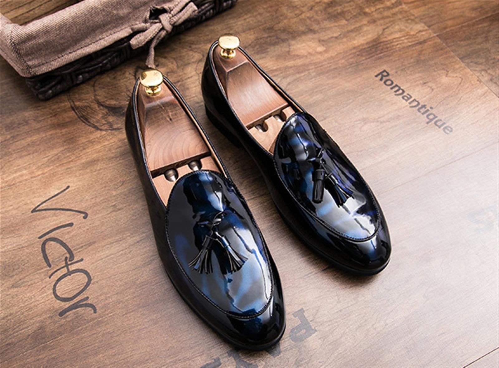 Mocasines con Borlas para Hombre Zapatos de Vestir de Charol Slip on Boda Fiesta Esmóquin Negocios Formales Zapatos Oxford Casual